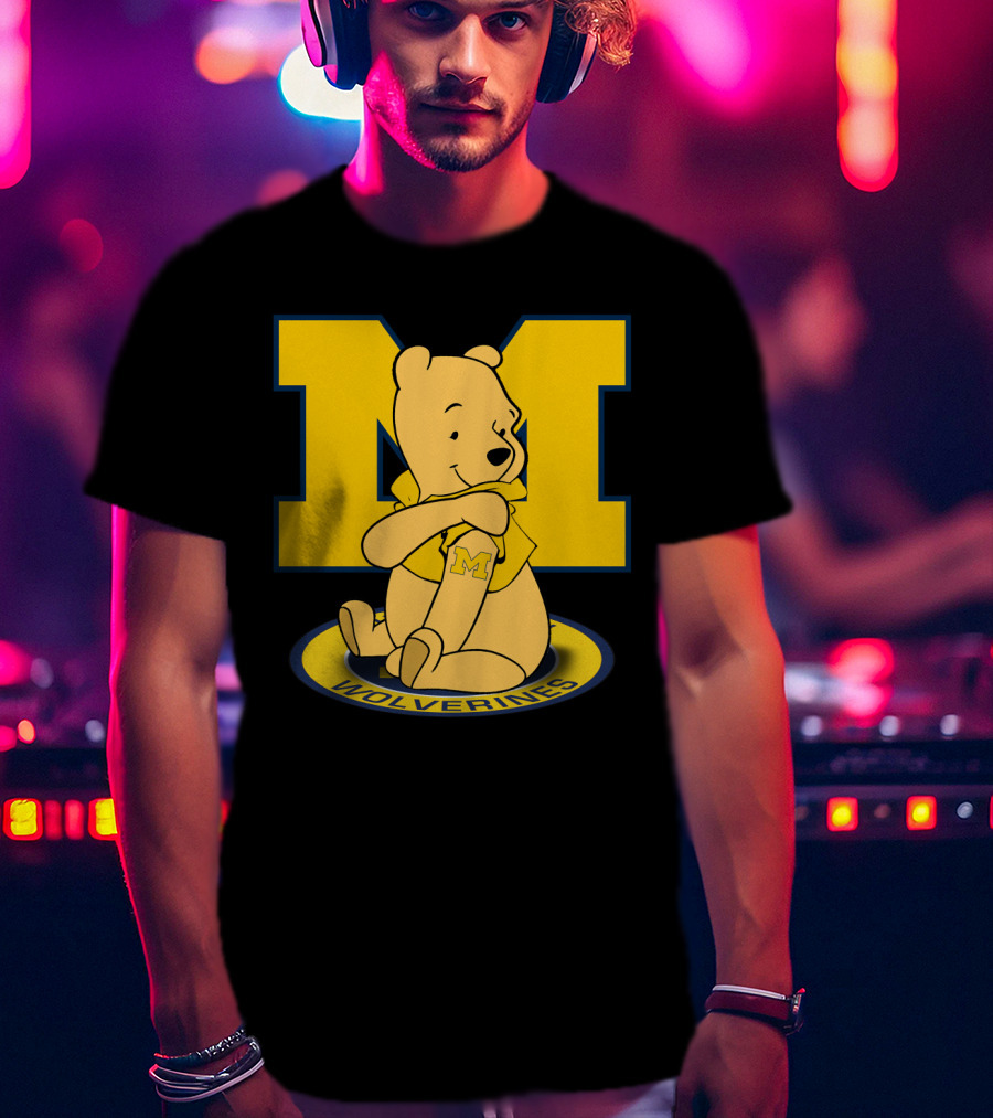 Pooh Bear Michigan Wolverines M Logo T-Shirt