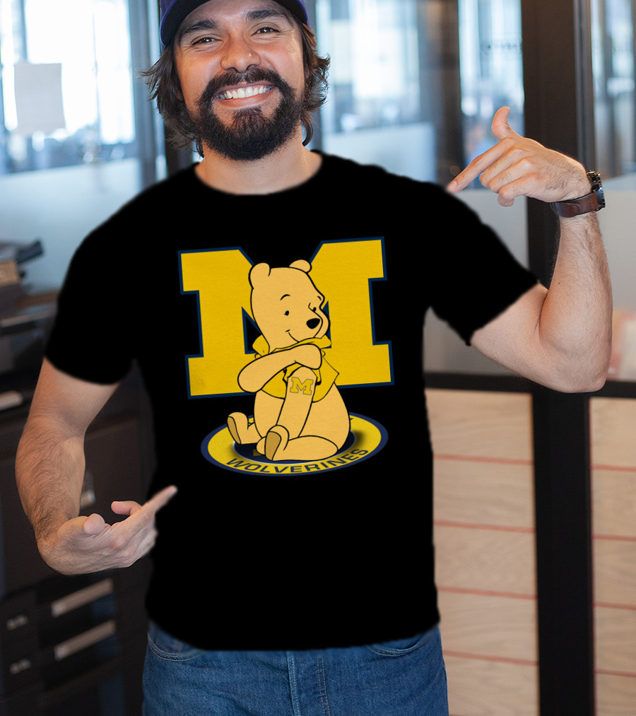 Pooh Bear Michigan Wolverines M Logo T-Shirt