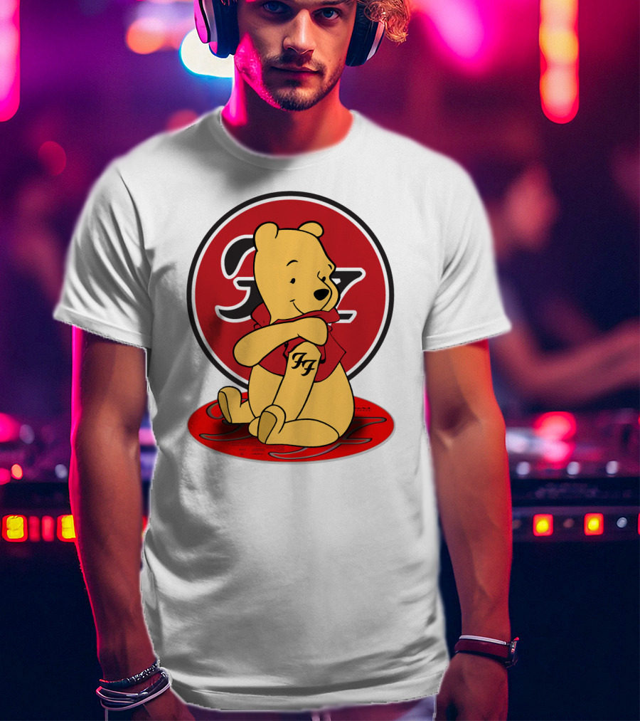Pooh Bear Foo Fighters Logo Crossover T-Shirt