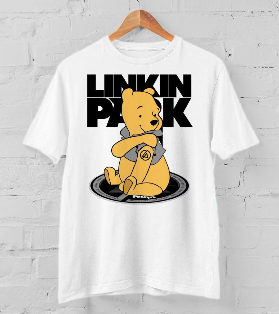 Linkin Park Pooh Bear Cuddling With Iconic T-Shirt
