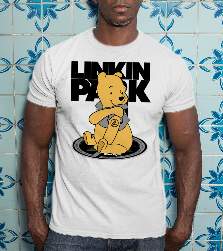 Linkin Park Pooh Bear Cuddling With Iconic T-Shirt