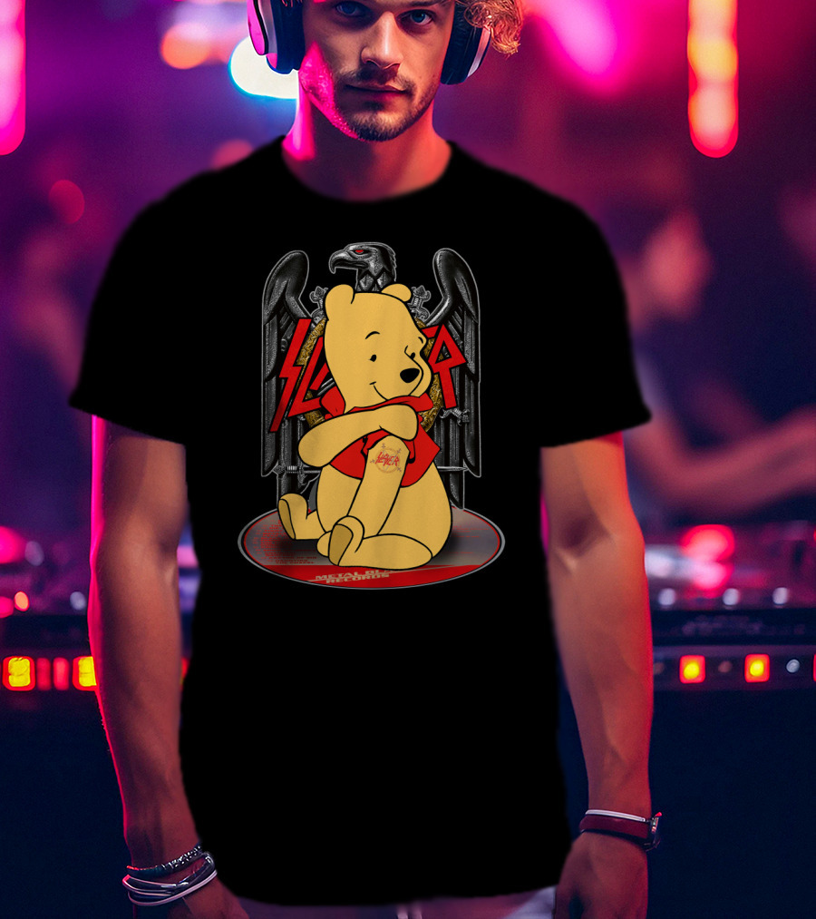 Pooh Slayer Winnie With Metal Eagle Emblem T-Shirt