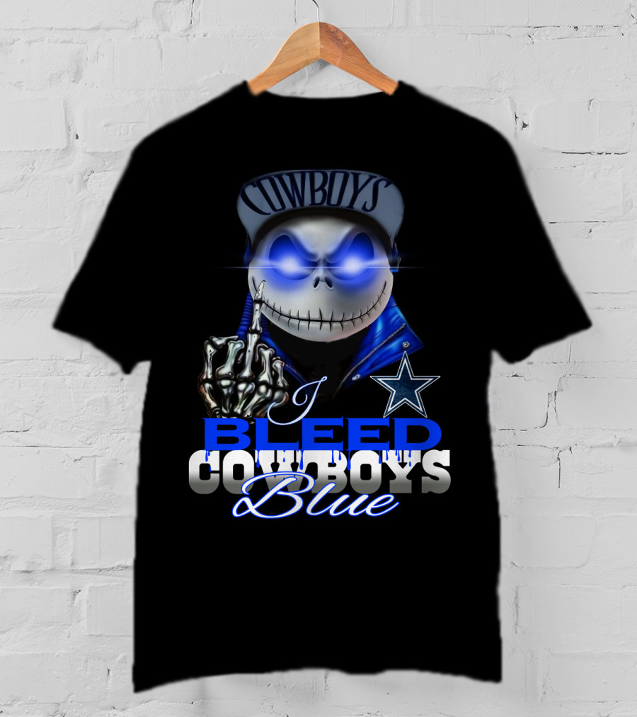I Bleed Cowboys Blue Jack Skellington T-Shirt