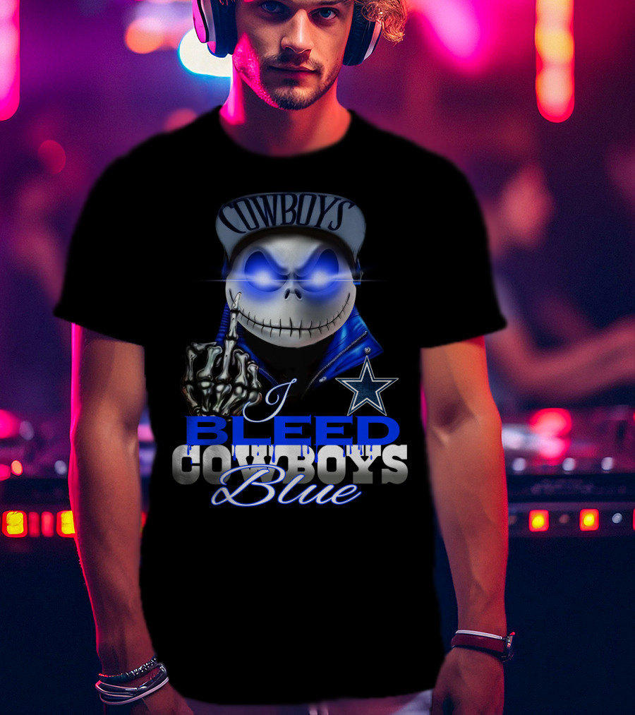 I Bleed Cowboys Blue Jack Skellington T-Shirt