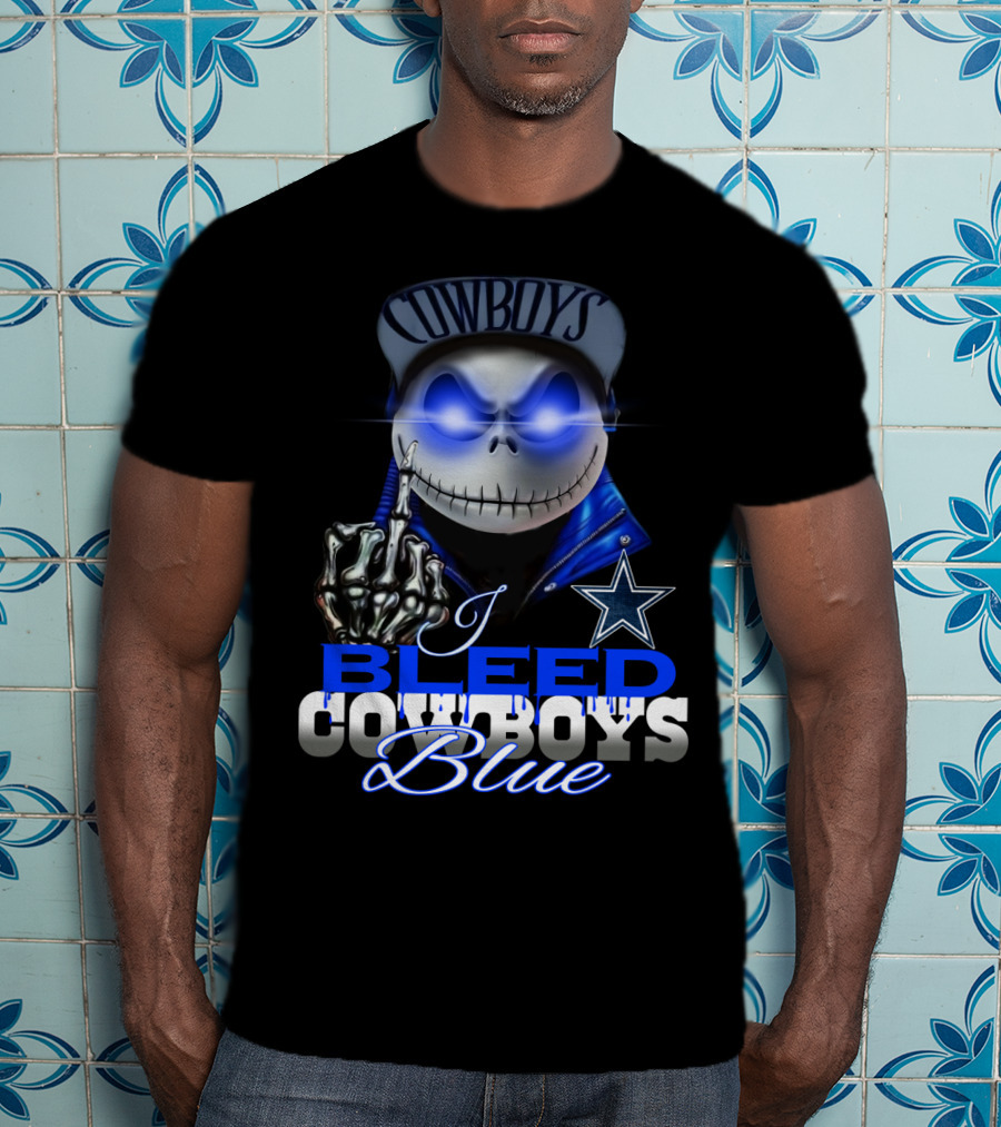 I Bleed Cowboys Blue Jack Skellington T-Shirt