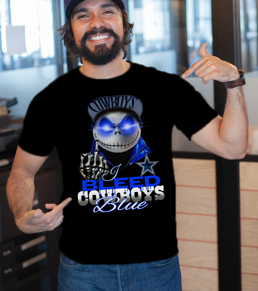 I Bleed Cowboys Blue Jack Skellington T-Shirt