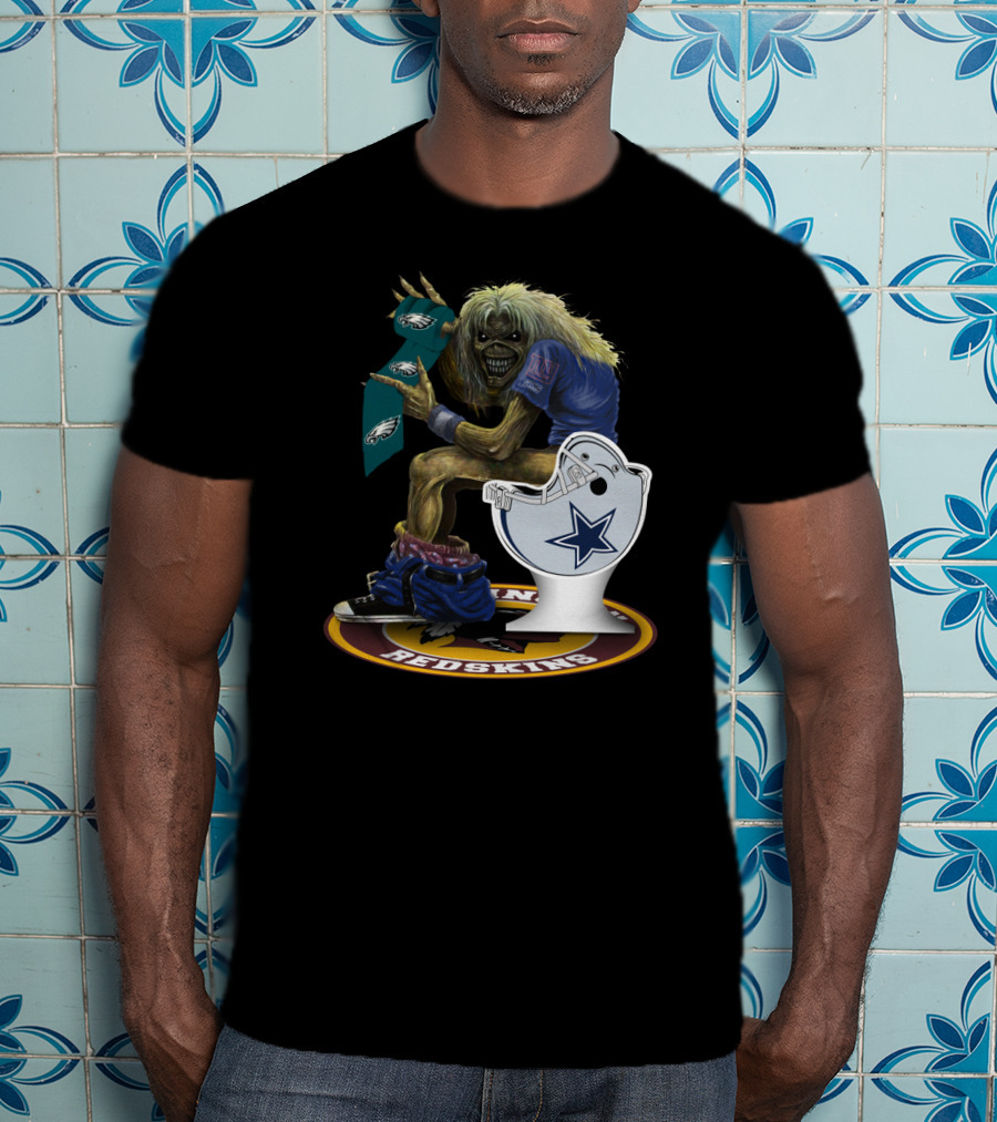 Eddie With Nfl Giants Eagles Cowboys Redskins Logos T-Shirt