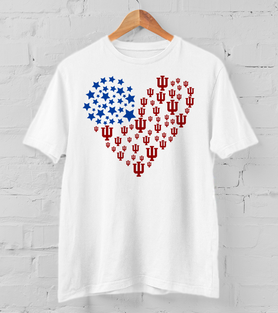 Heartflag Indiana University Stars And Iu Logo Ncaa T-Shirt