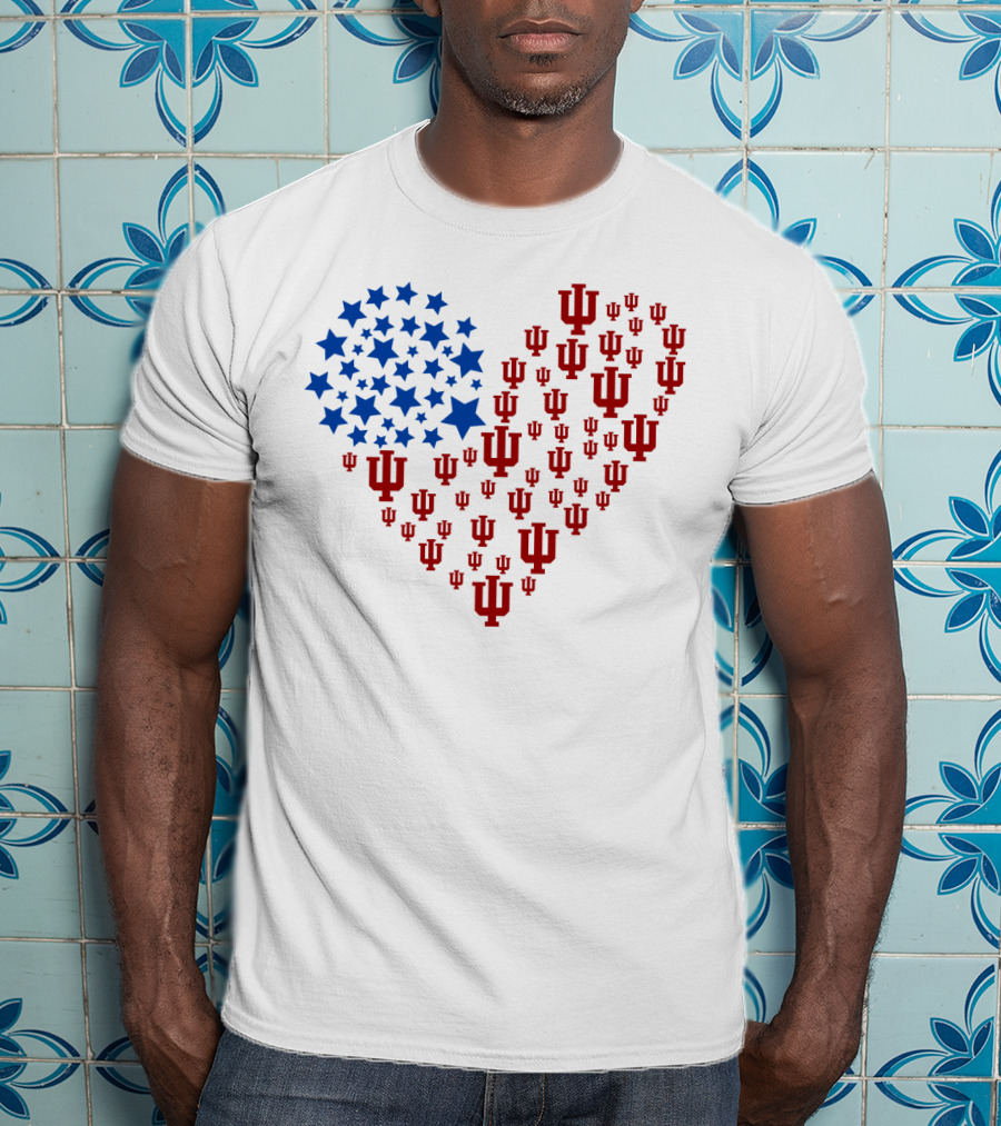 Heartflag Indiana University Stars And Iu Logo Ncaa T-Shirt