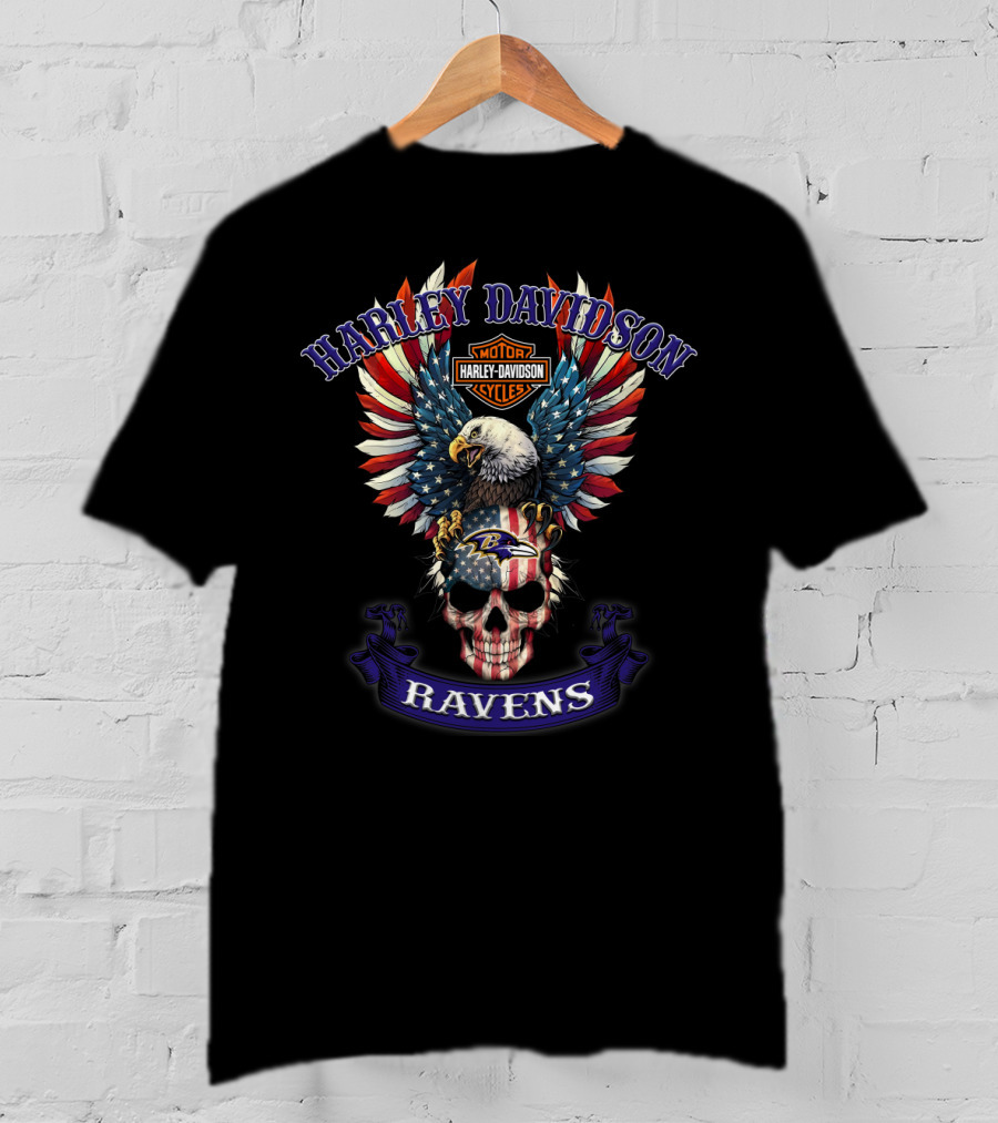 Harley Davidson Motor Cycles Ravens T-Shirt