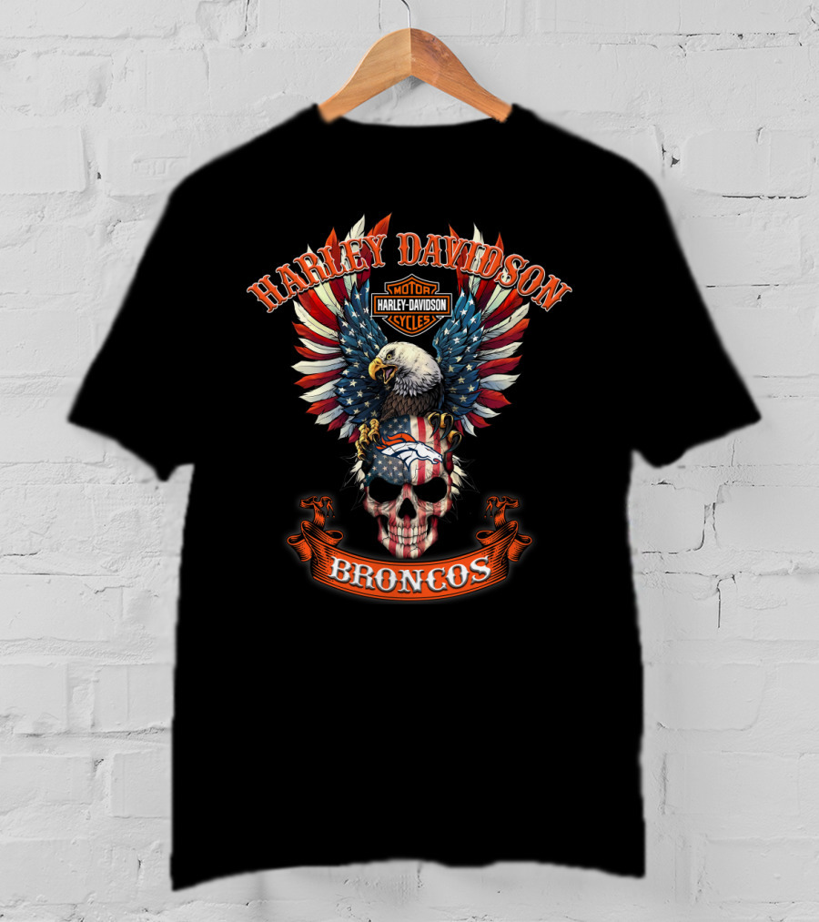 Harley Davidson Motor Cycles Broncos T-Shirt