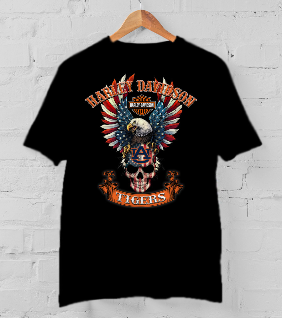 Harley Davidson Motor Cycles Eagle Auburn Tigers T-Shirt