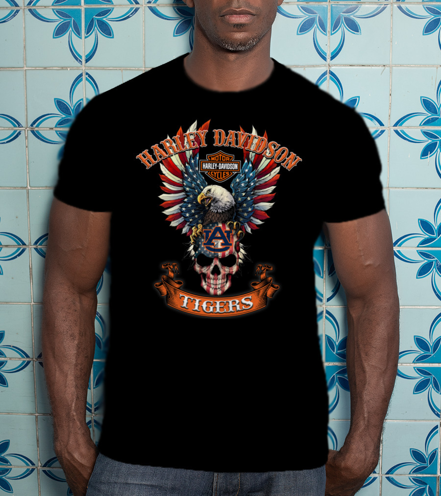 Harley Davidson Motor Cycles Eagle Auburn Tigers T-Shirt