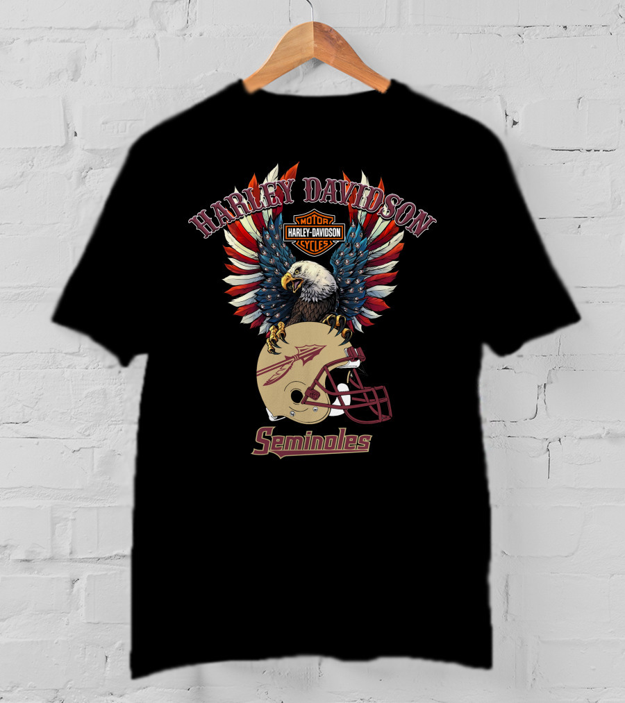 Harley Davidson Motor Cycles Seminoles Football Eagle T-Shirt