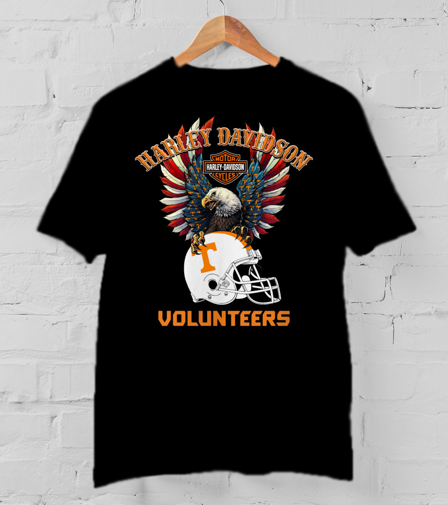 Harley Davidson Motor Cycles Volunteers Bald Eagle Helmet T-Shirt