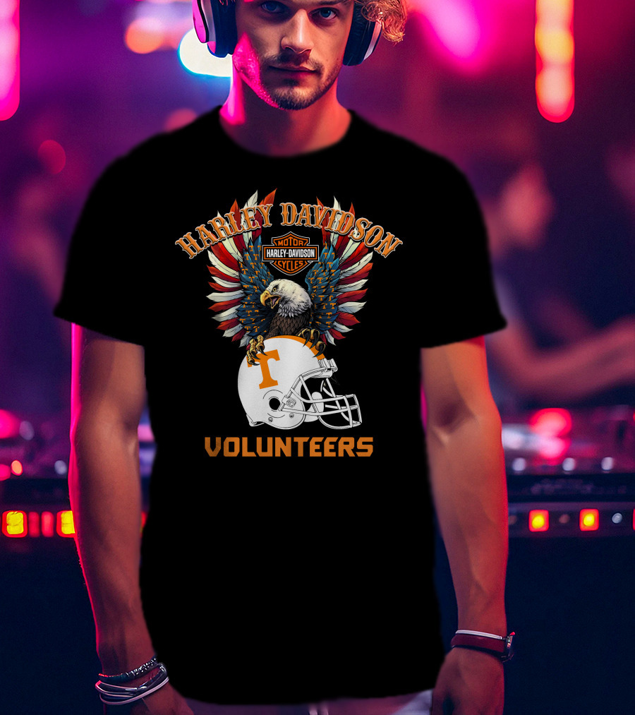 Harley Davidson Motor Cycles Volunteers Bald Eagle Helmet T-Shirt