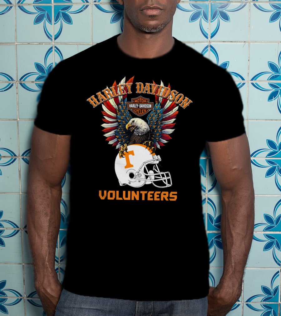 Harley Davidson Motor Cycles Volunteers Bald Eagle Helmet T-Shirt