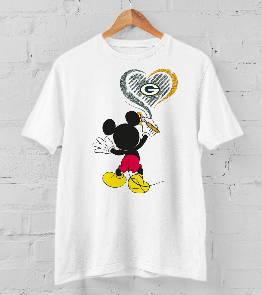 Mickey Heart Green Bay Packers T-Shirt