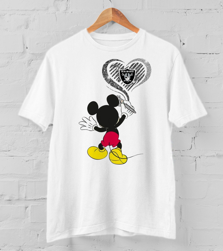 Mickey Drawing Raiders Heart 23-Oakland Raiders T-Shirt