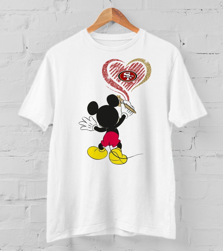 Mickey Mouse Painting San Francisco 49ers Heart T-Shirt
