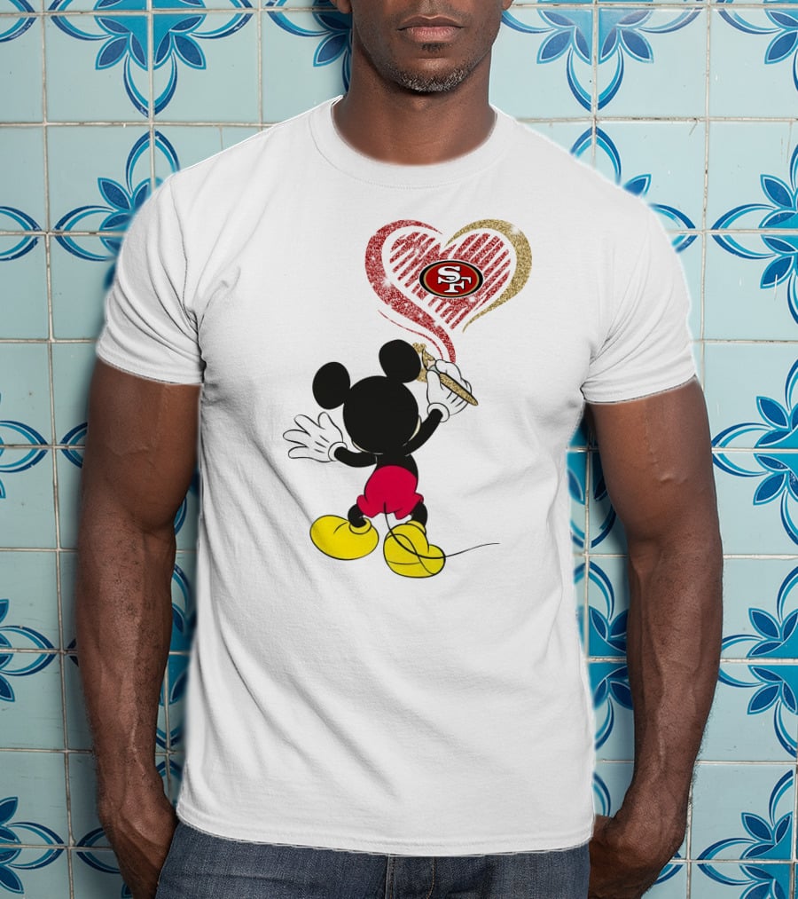 Mickey Mouse Painting San Francisco 49ers Heart T-Shirt