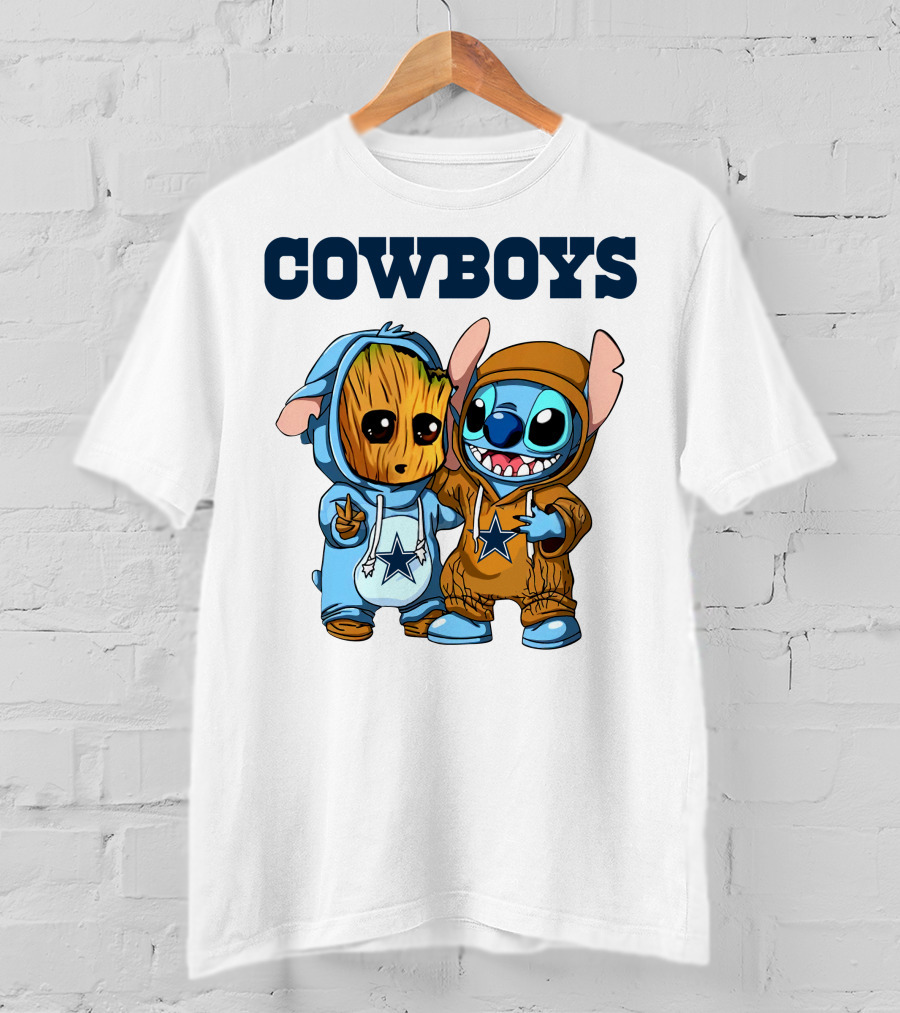 Cowboys Groot Stitch NFL Disney Collaboration T-Shirt