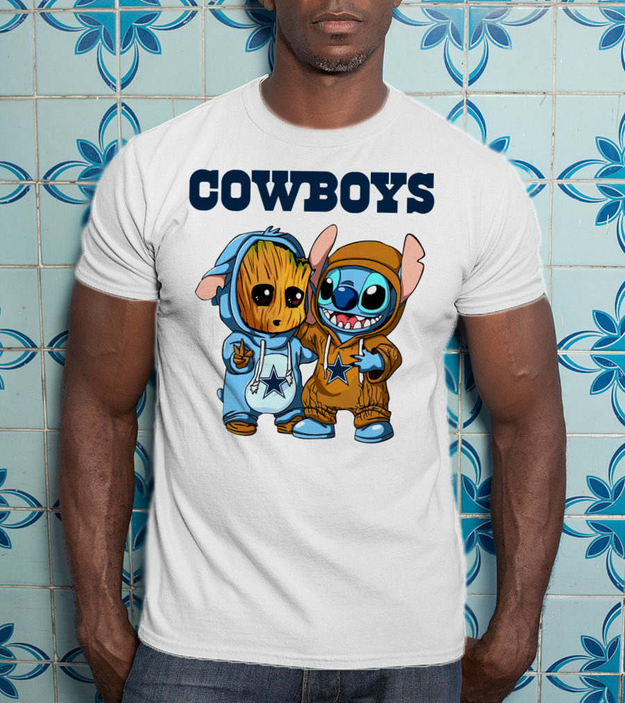 Cowboys Groot Stitch NFL Disney Collaboration T-Shirt
