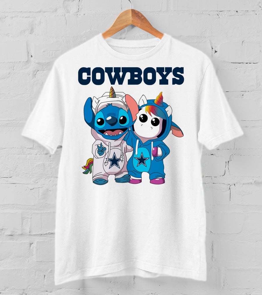 Cowboys Stitch And Unicorn In Blue Star Hoodies T-Shirt