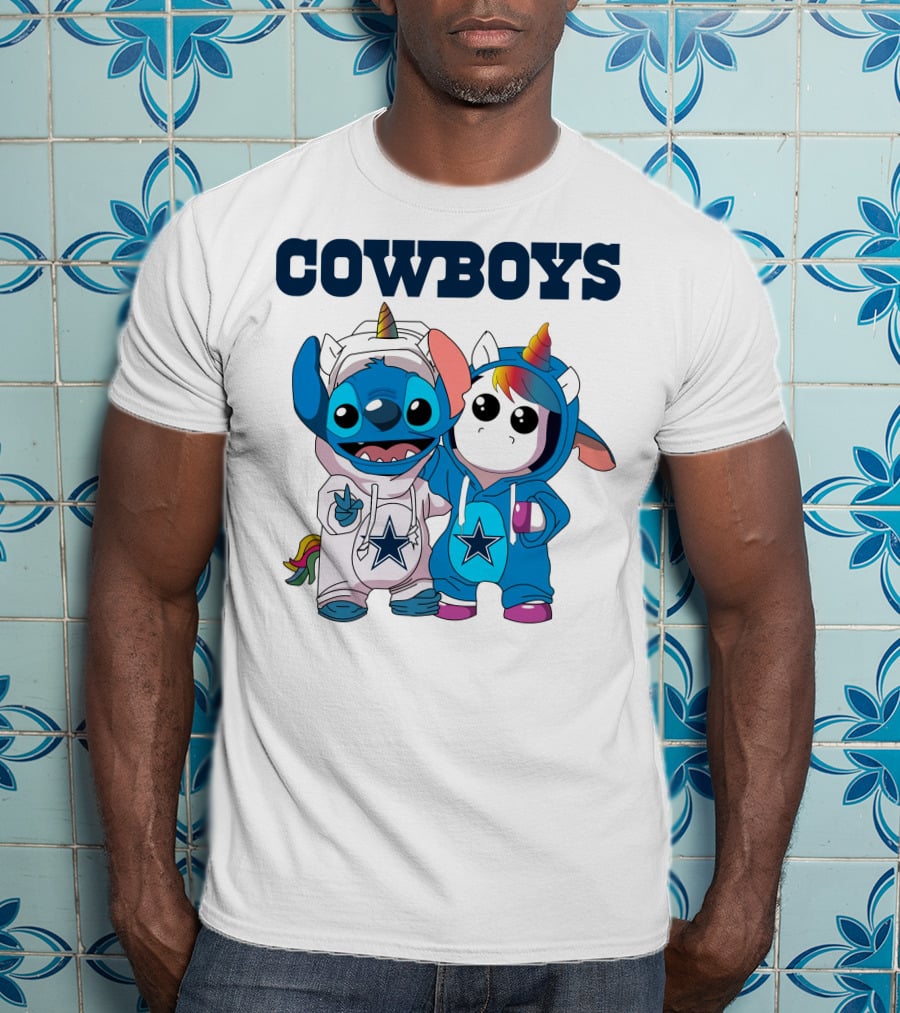 Cowboys Stitch And Unicorn In Blue Star Hoodies T-Shirt