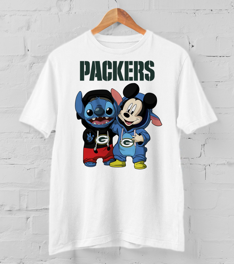 Packers Green Bay Stitch And Mickey Hoodie Characters T-Shirt