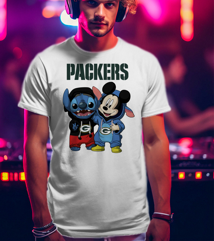 Packers Green Bay Stitch And Mickey Hoodie Characters T-Shirt