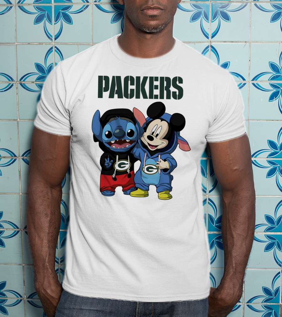 Packers Green Bay Stitch And Mickey Hoodie Characters T-Shirt
