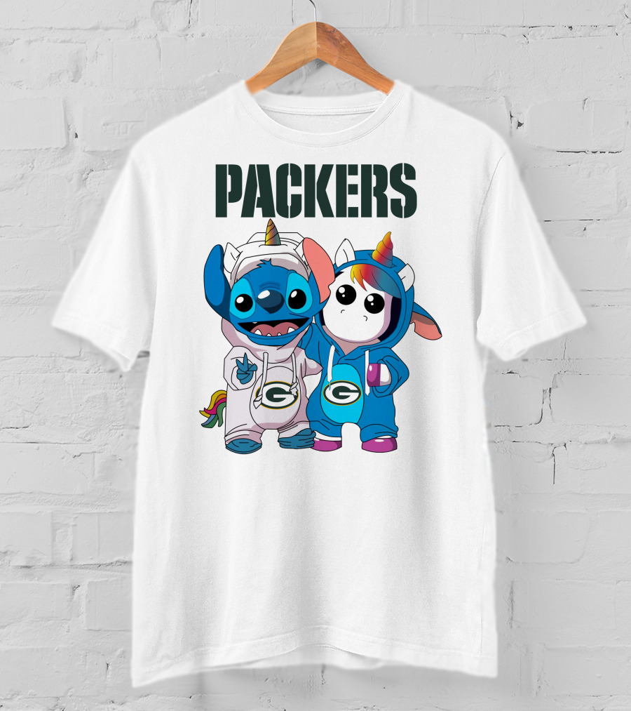 Packers Stitch And Unicorn Fans In Team Gear T-Shirt