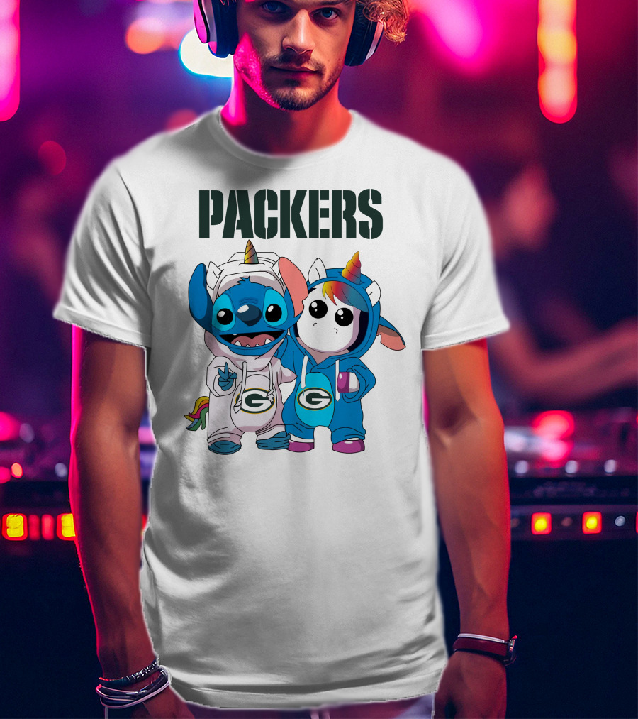 Packers Stitch And Unicorn Fans In Team Gear T-Shirt