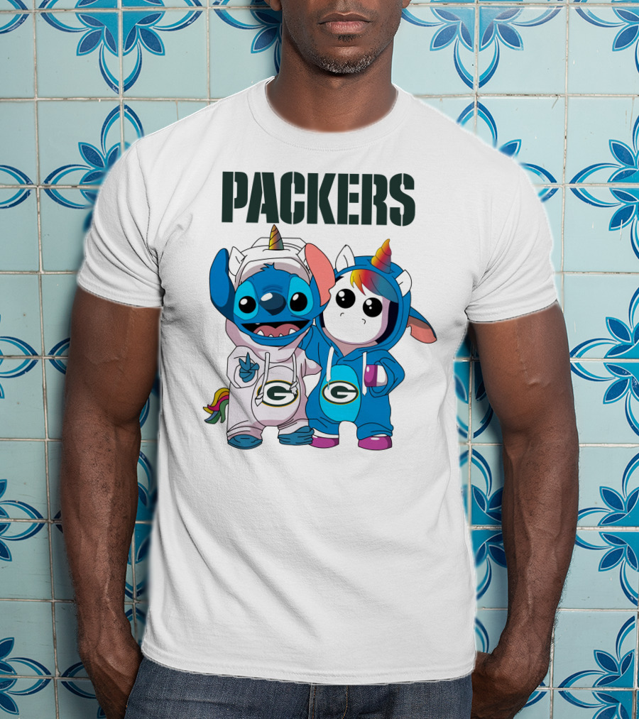 Packers Stitch And Unicorn Fans In Team Gear T-Shirt