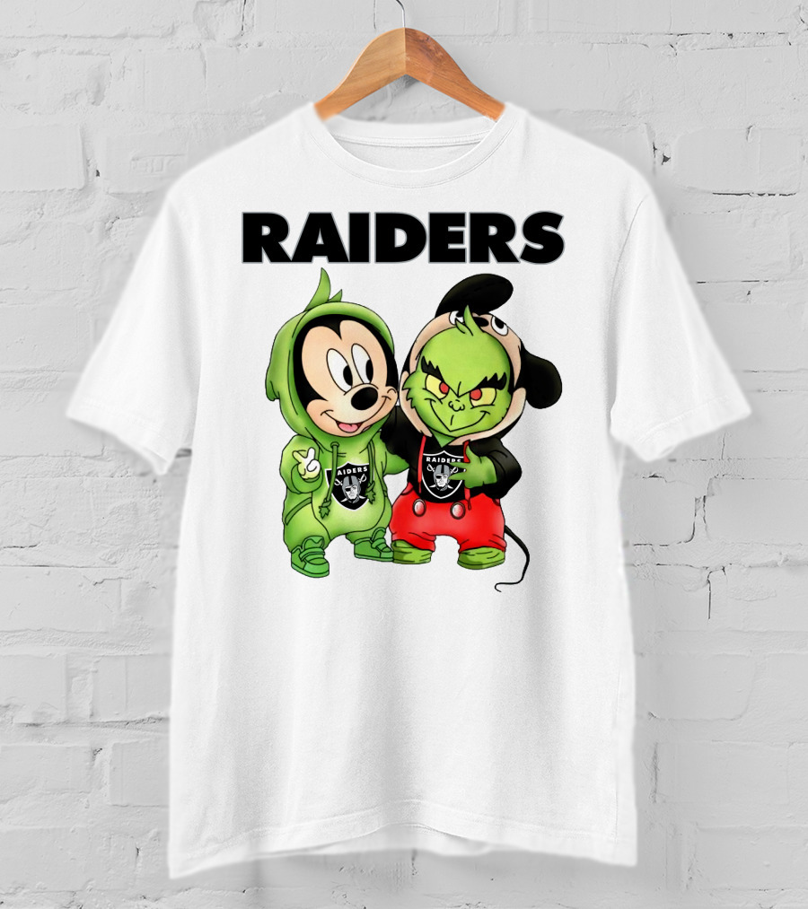 Mickey And Grinch Raiders Hoodie Cute Cartoon Characters T-Shirt