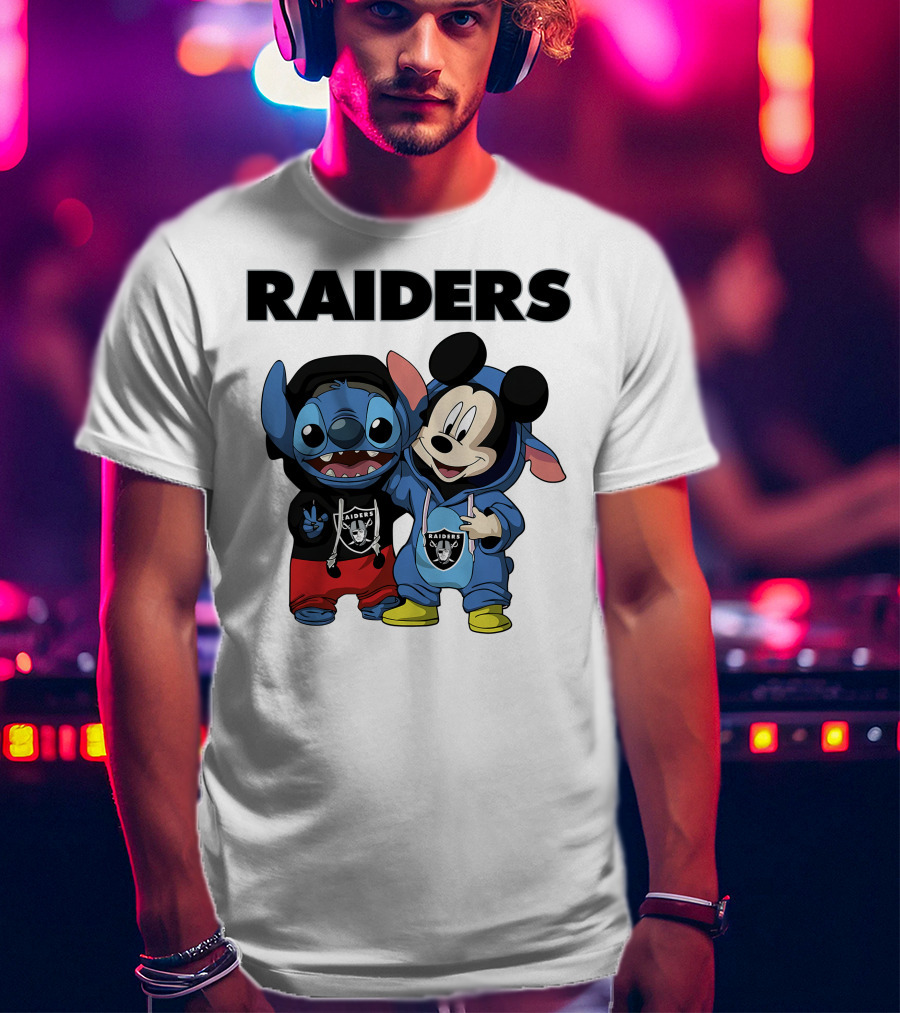 Stitch And Mickey Raiders Hoodie Duo T-Shirt