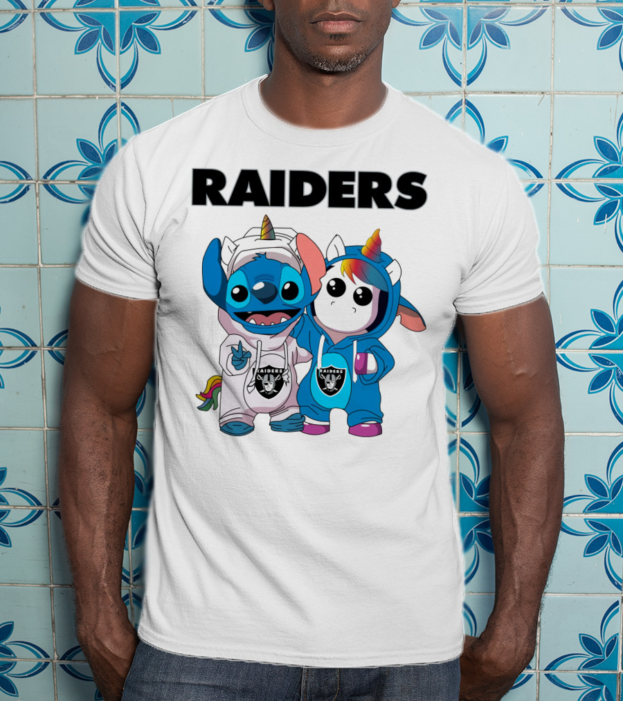 Raiders Stitch And Unicorn In Team Hoodies T-Shirt