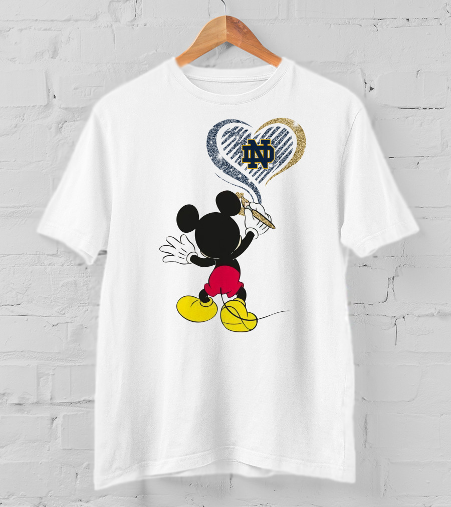 Notre Dame Fighting Irish Mickey Mouse Heart T-Shirt