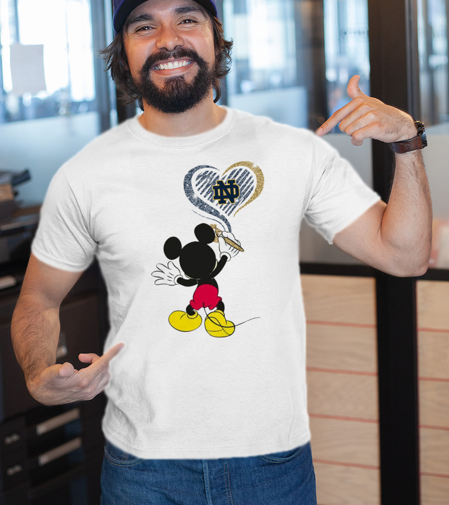 Notre Dame Fighting Irish Mickey Mouse Heart T-Shirt