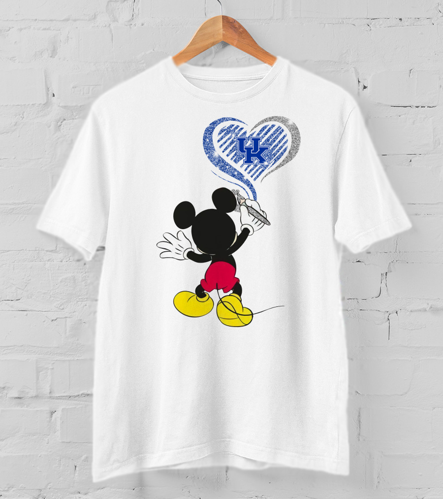 Mickey Uk Heart Drawing Kentucky Wildcats Ncaa T-Shirt