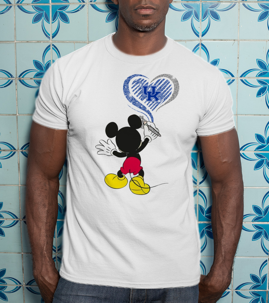 Mickey Uk Heart Drawing Kentucky Wildcats Ncaa T-Shirt