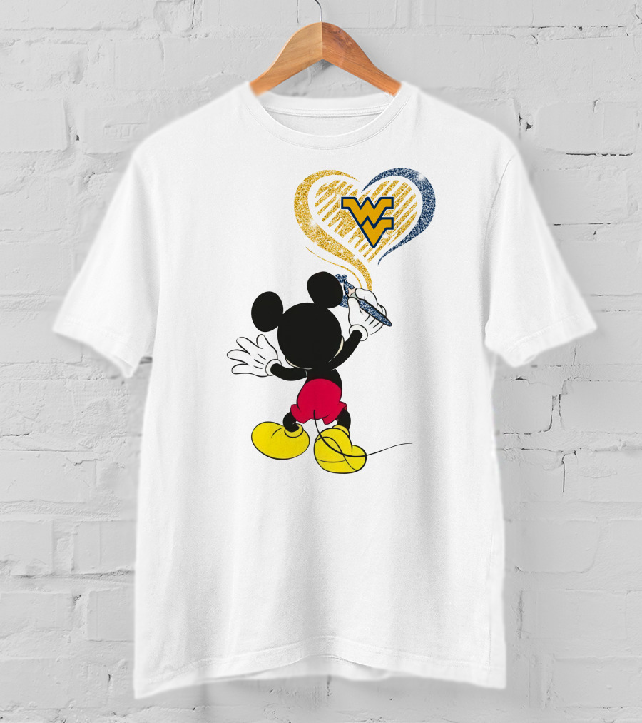 Mickey Drawing Wvu Heart T-Shirt