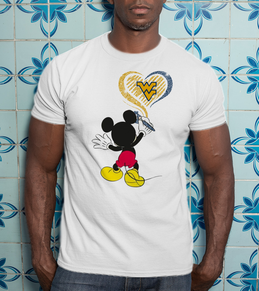 Mickey Drawing Wvu Heart T-Shirt