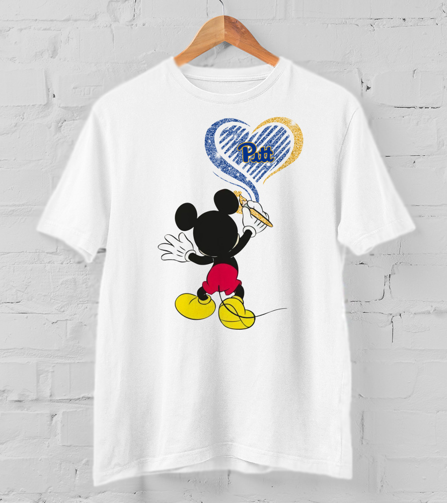 Pitt Panthers Mickey Mouse Heart Art T-Shirt