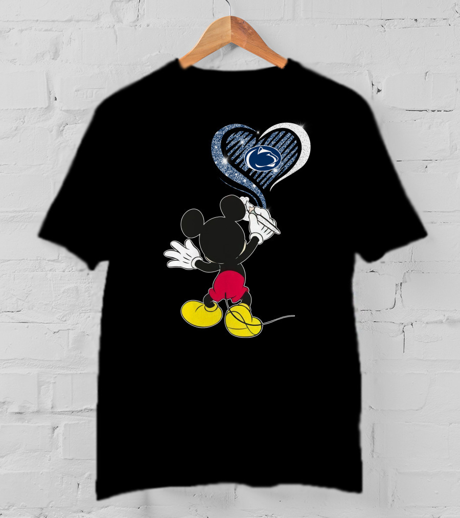 Mickey Mouse Draws Heart With Penn State Nittany Lions T-Shirt