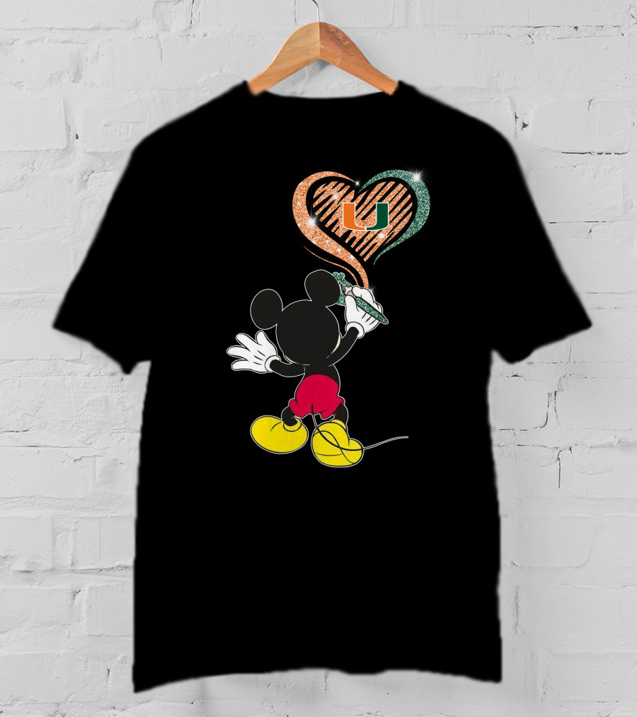 36 Miami Hurricanes Heart U Vintage Mouse T-Shirt