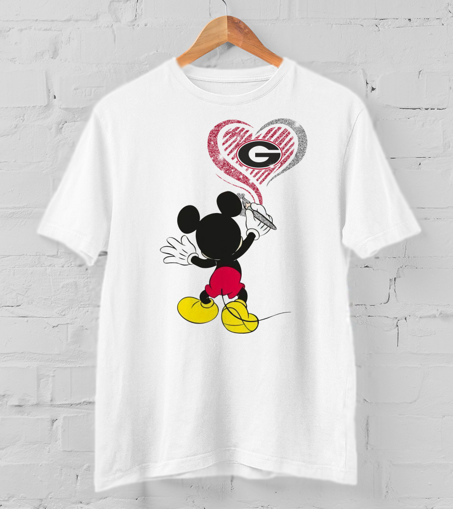 Mickey Ncaa Georgia Bulldogs Heart T-Shirt