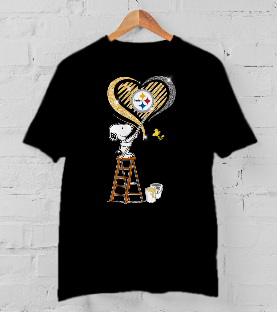 Snoopy Pittsburgh Steelers Heart Painting T-Shirt