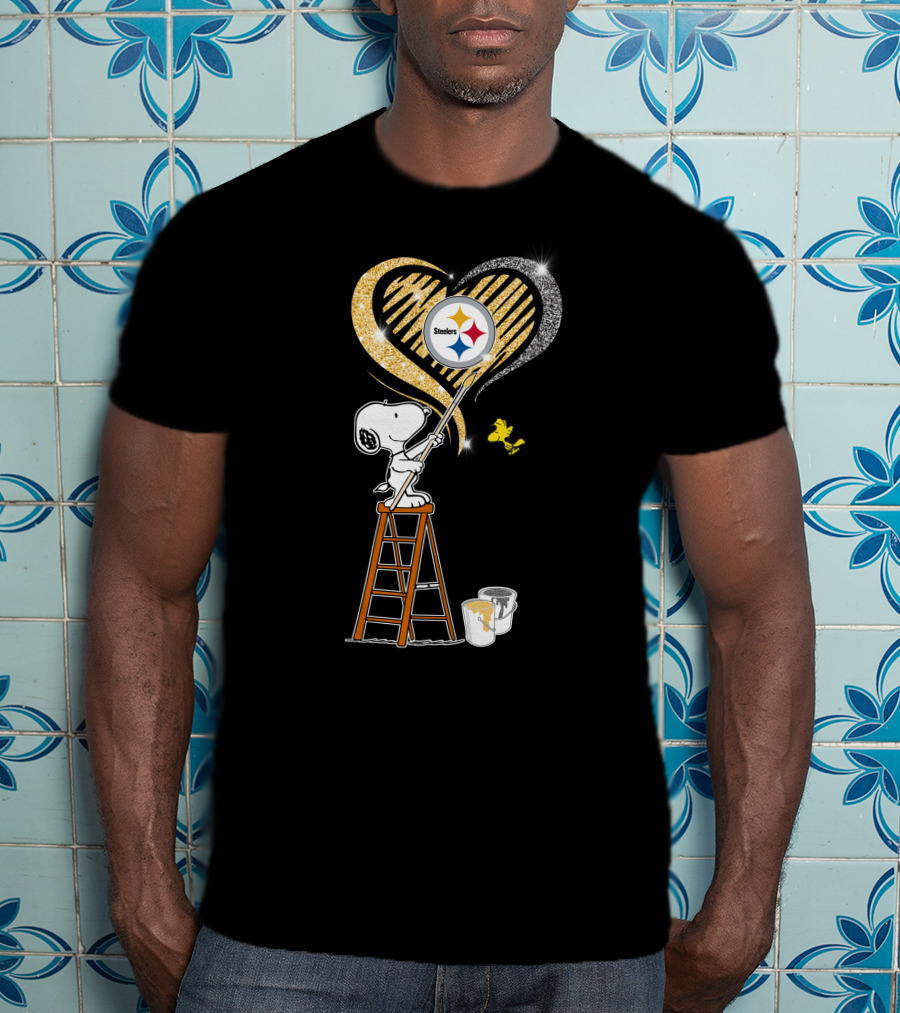 Snoopy Pittsburgh Steelers Heart Painting T-Shirt